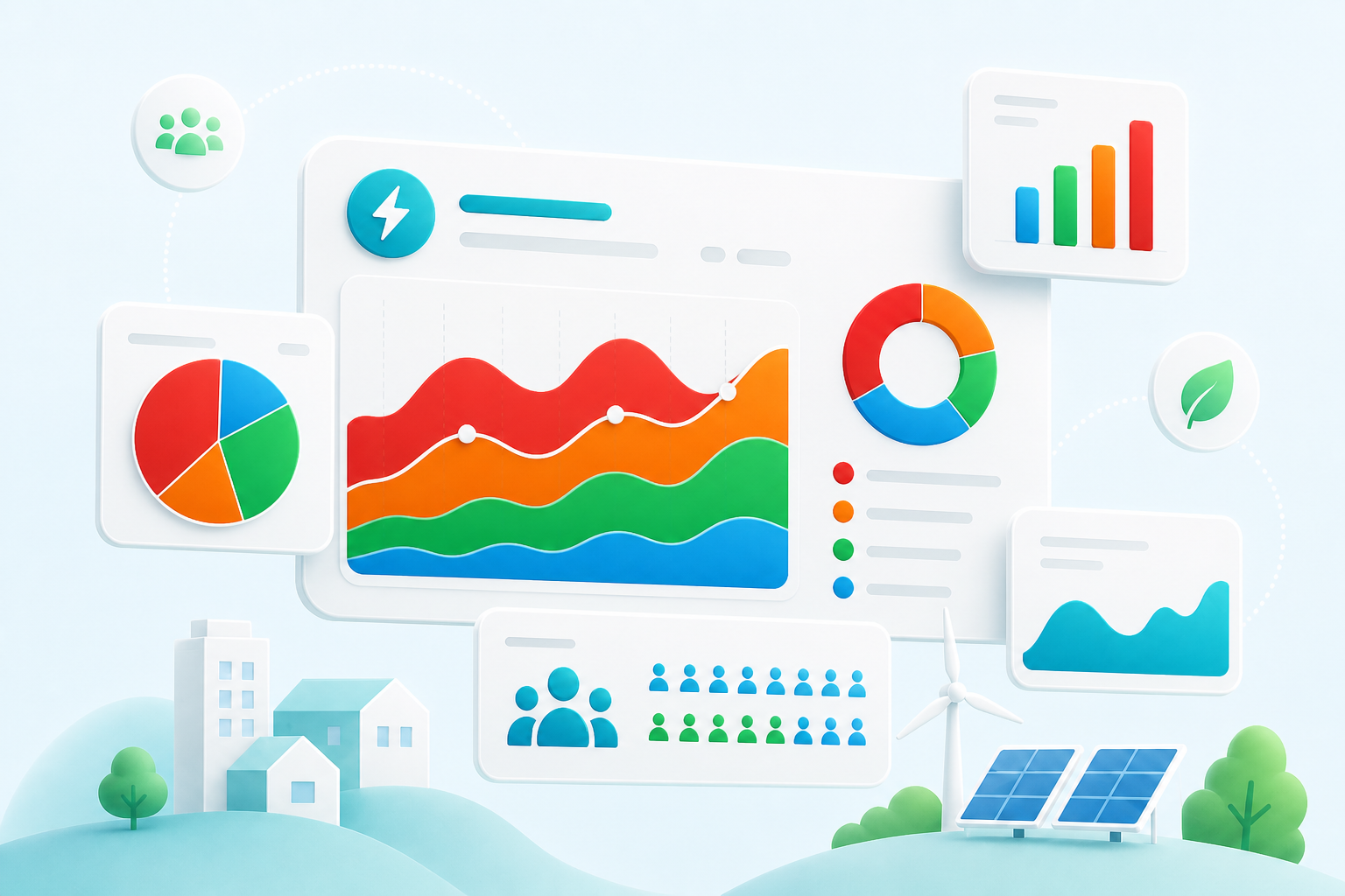 Analyse-Dashboard für Gemeinschaftsenergie